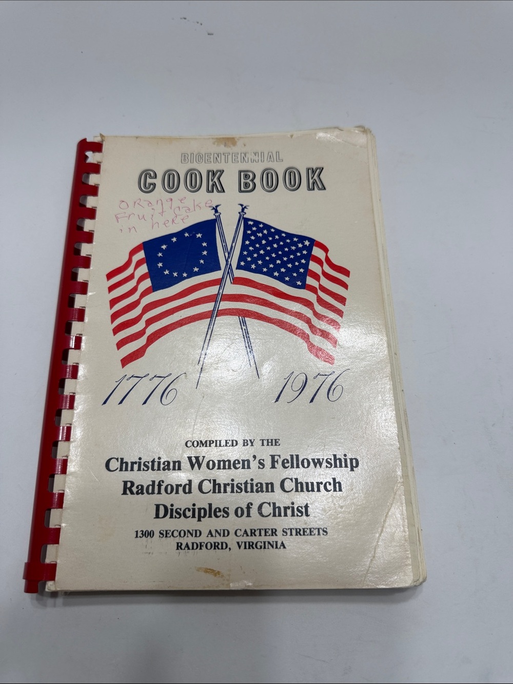 Bicentennial Cook Book with American Flag Design - Red, White, Blue